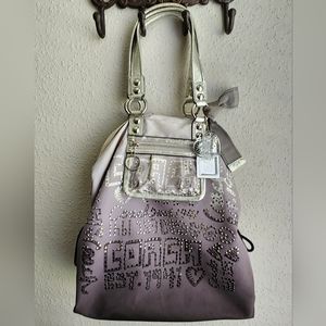 Coach Poppy Storypatch Spotlight XL Tote 15312. Ombre Grey Lt Ed, Rare